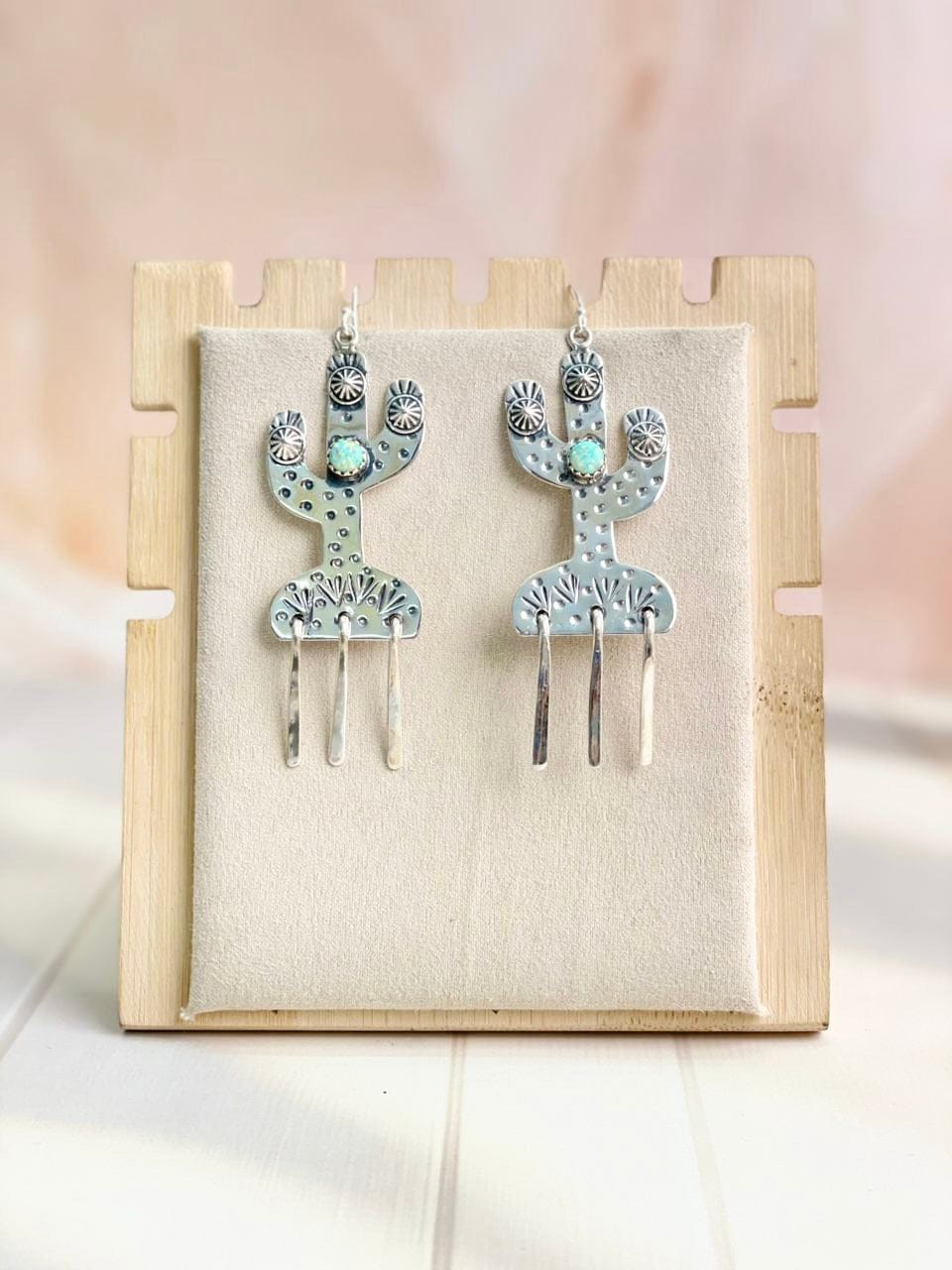 Boho Fringe Cactus Opal Dangle Earrings-Earrings-Krush Kandy, Women's Online Fashion Boutique Located in Phoenix, Arizona (Scottsdale Area)