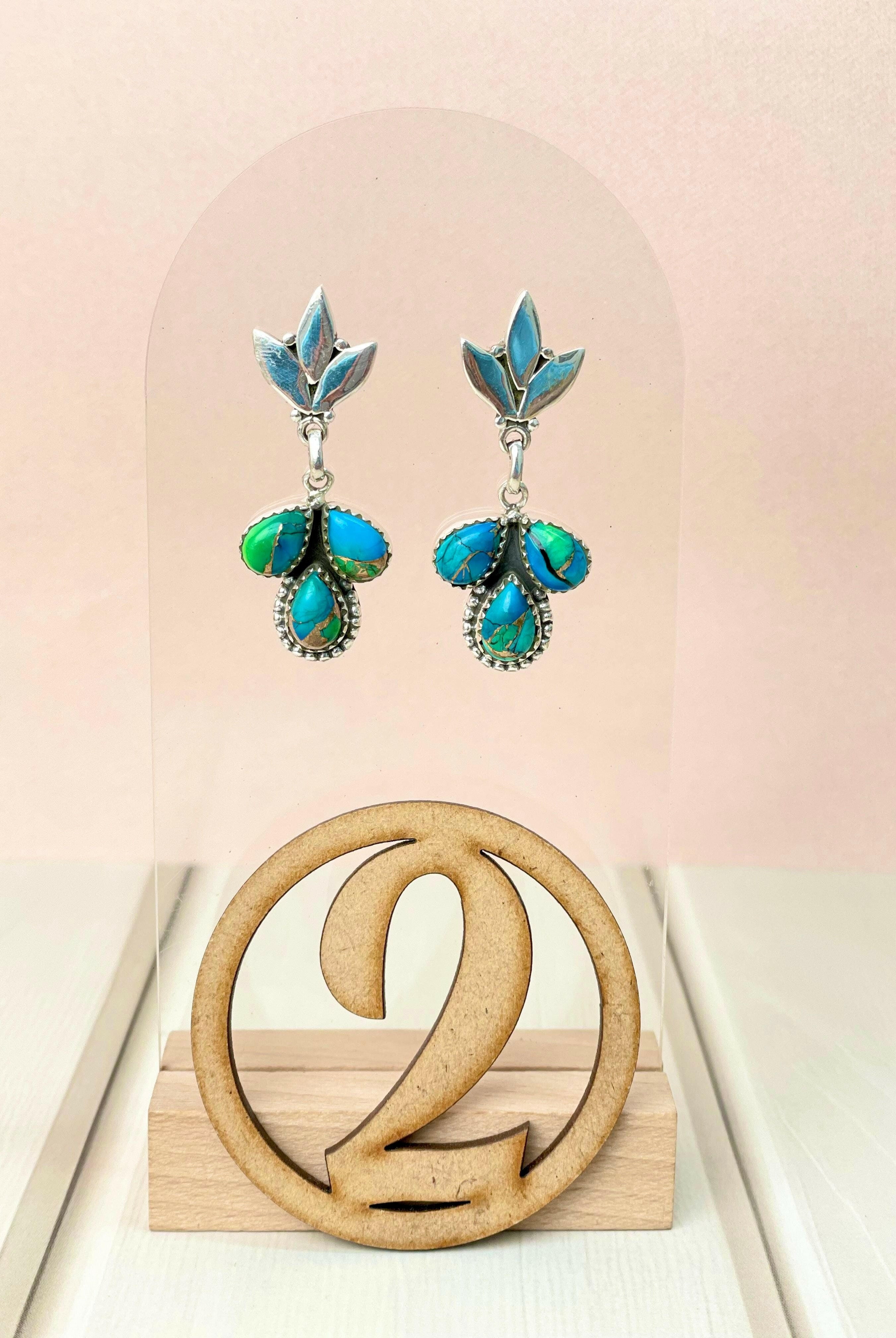 Vibrant Soul Peacock Dahlia Earrings-Earrings-Krush Kandy, Women's Online Fashion Boutique Located in Phoenix, Arizona (Scottsdale Area)