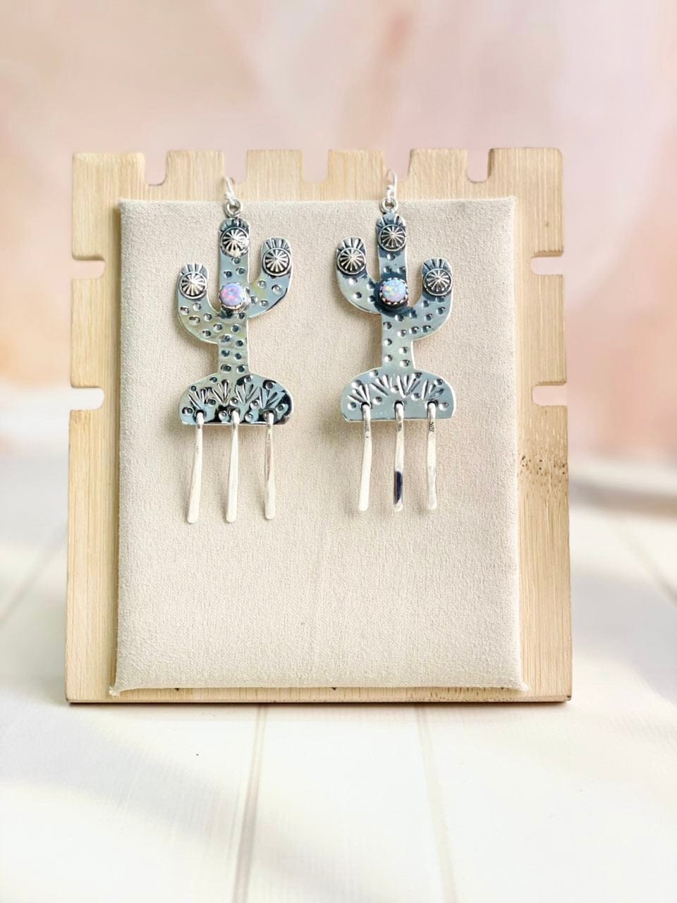 Boho Fringe Cactus Opal Dangle Earrings-Earrings-Krush Kandy, Women's Online Fashion Boutique Located in Phoenix, Arizona (Scottsdale Area)