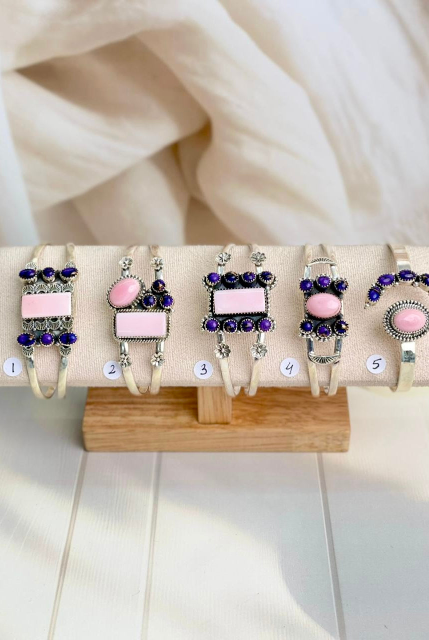 Pink Conch & Berry Dahlia Boho Cuffs-Bracelets-Krush Kandy, Women's Online Fashion Boutique Located in Phoenix, Arizona (Scottsdale Area)