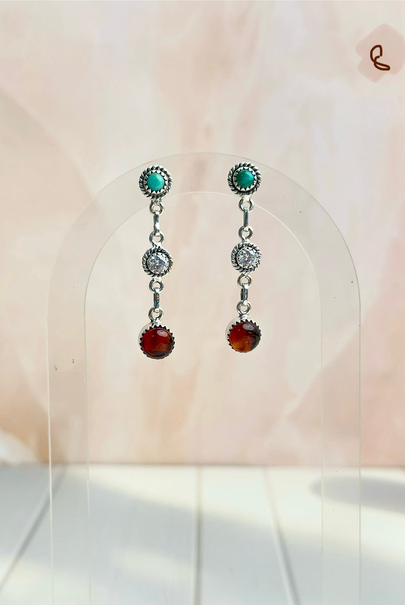 Amber, Turquoise & Crystals Mixed Earrings-Earrings-Krush Kandy, Women's Online Fashion Boutique Located in Phoenix, Arizona (Scottsdale Area)