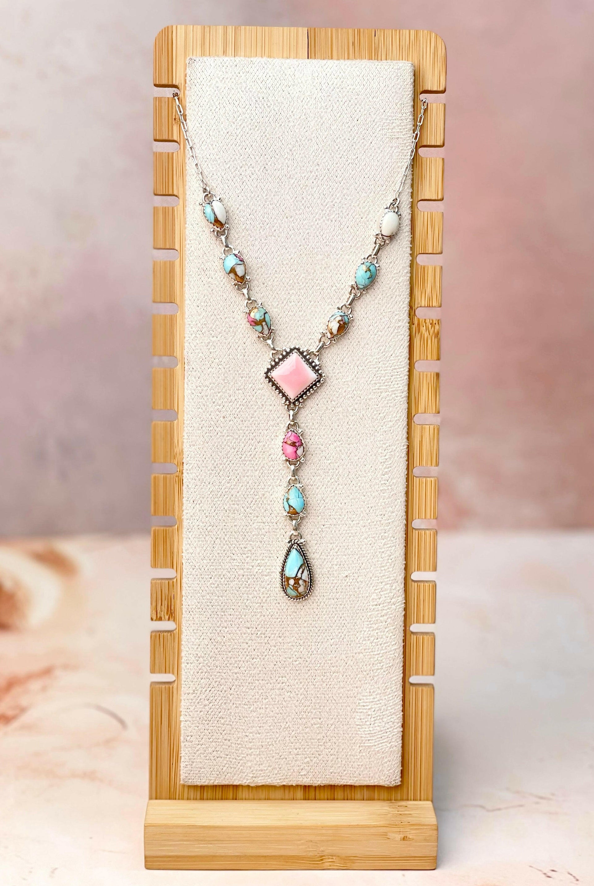 Queen Conch and Cotton Candy Drop Lariat Necklace-Necklaces-Krush Kandy, Women's Online Fashion Boutique Located in Phoenix, Arizona (Scottsdale Area)