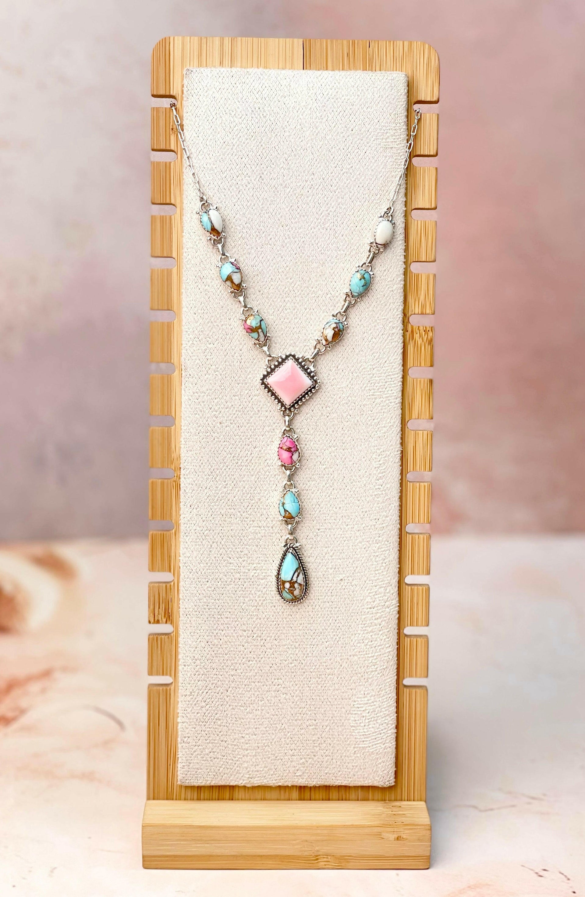 Queen Conch and Cotton Candy Drop Lariat Necklace-Necklaces-Krush Kandy, Women's Online Fashion Boutique Located in Phoenix, Arizona (Scottsdale Area)