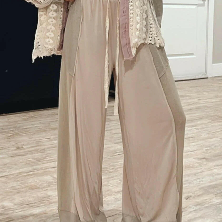 Elastic Waistband Color Block Solid Knit Pants-Pants-Krush Kandy, Women's Online Fashion Boutique Located in Phoenix, Arizona (Scottsdale Area)