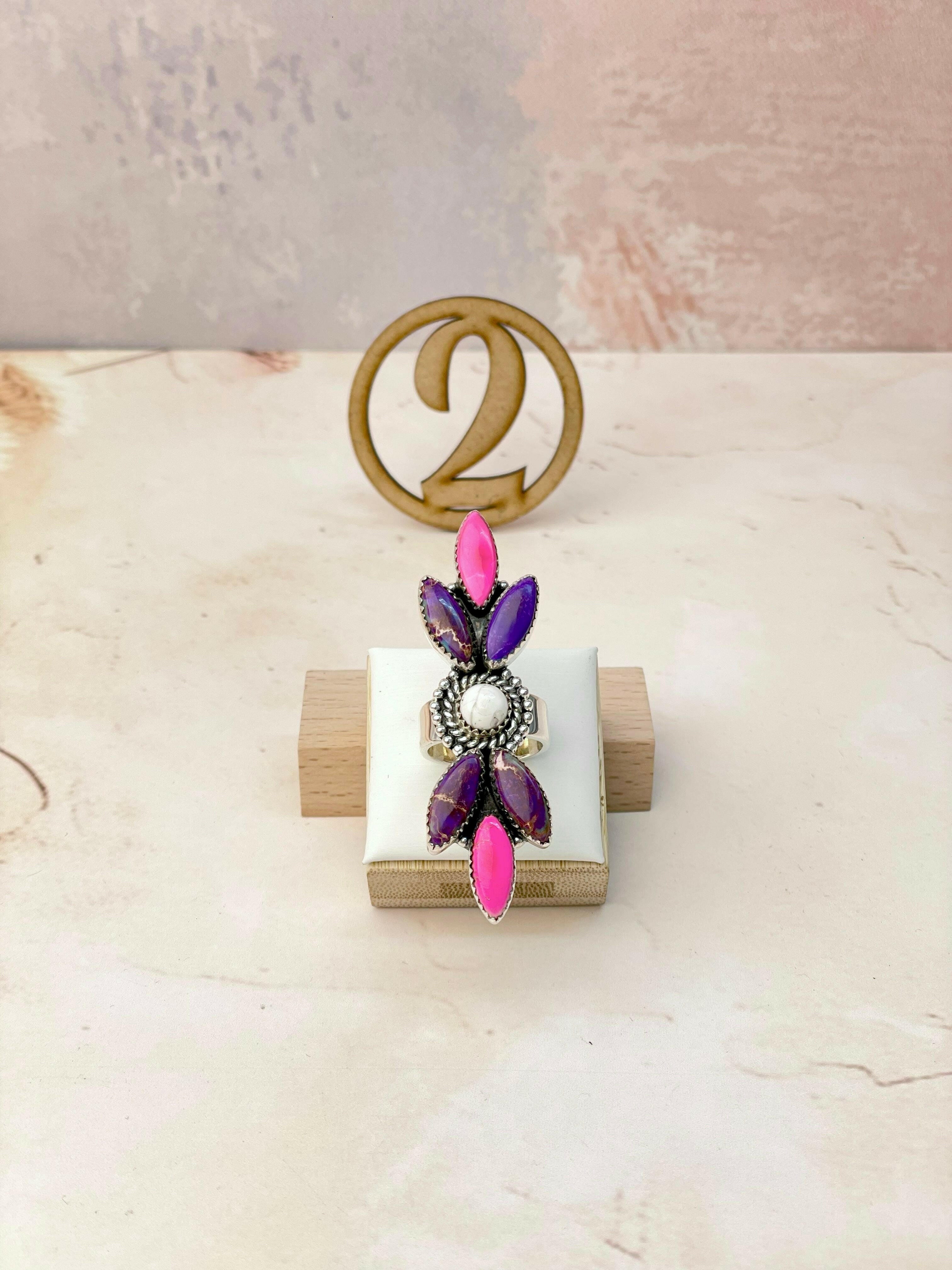 Desert Pink Jasper Petal Crawler Ring-Rings-Krush Kandy, Women's Online Fashion Boutique Located in Phoenix, Arizona (Scottsdale Area)