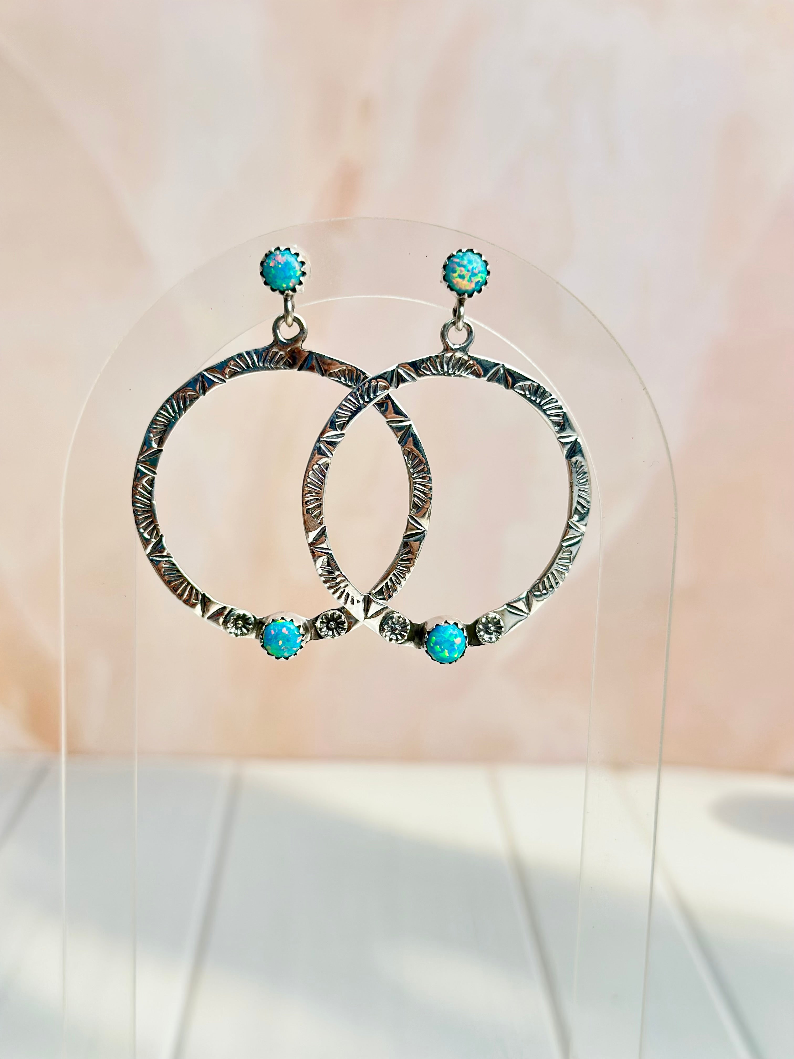 Boho Hoops Opal Earrings-Earrings-Krush Kandy, Women's Online Fashion Boutique Located in Phoenix, Arizona (Scottsdale Area)