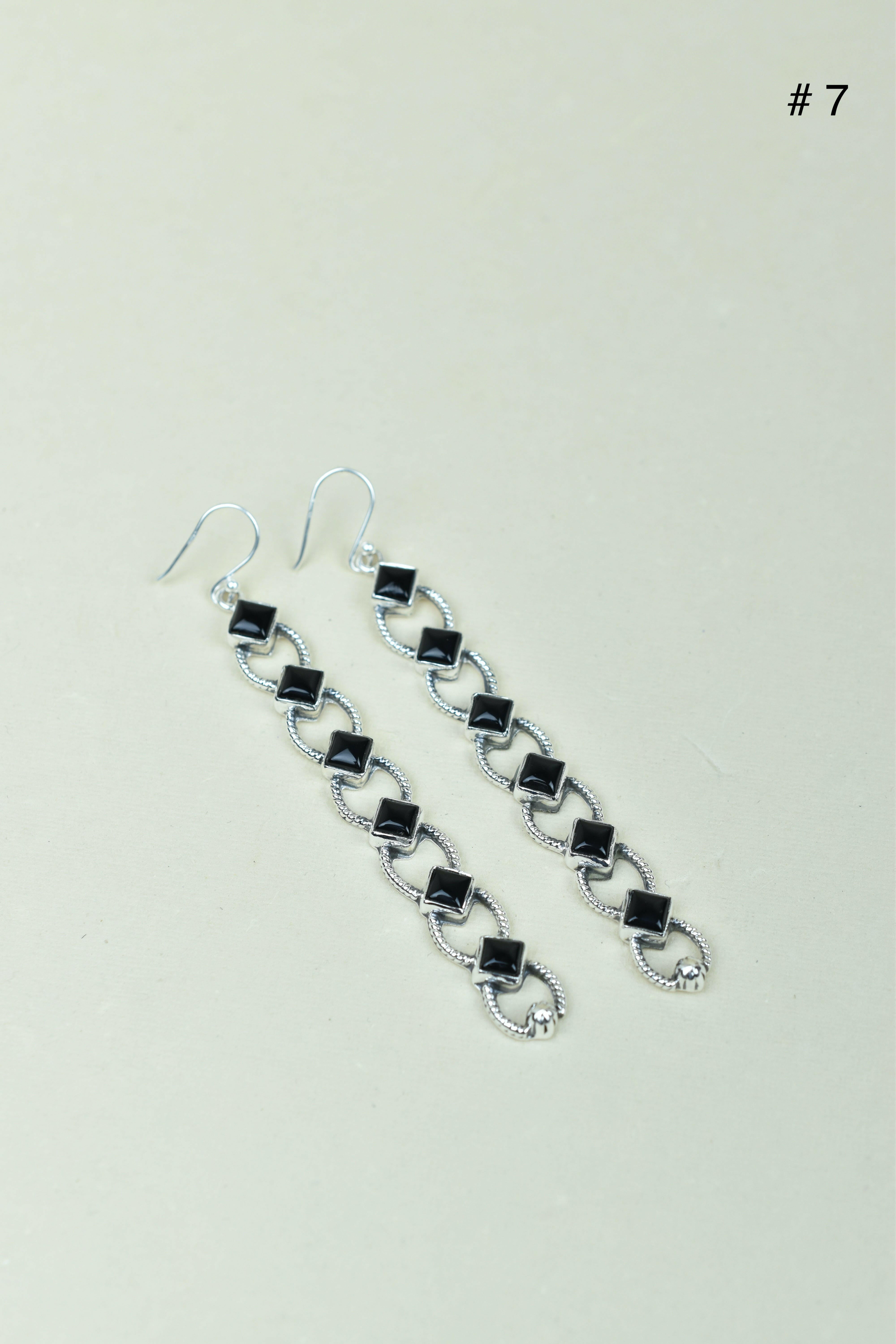 Sterling Silver Six Stone Cascading Earrings-Drop Earrings-Krush Kandy, Women's Online Fashion Boutique Located in Phoenix, Arizona (Scottsdale Area)