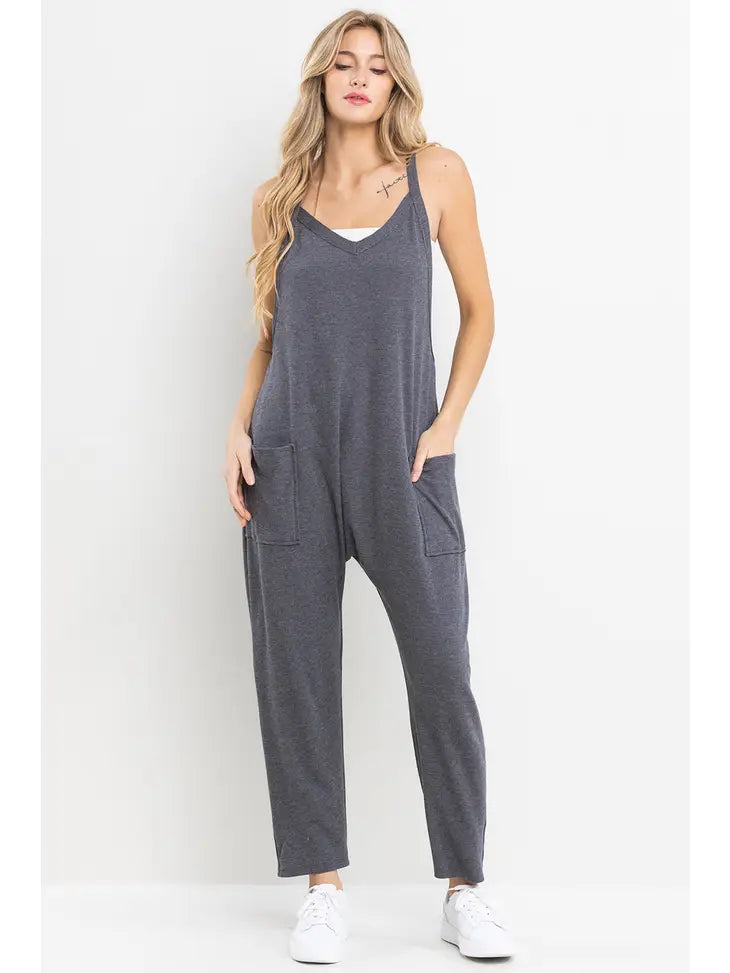 Solid Harem Jumpsuit with Pockets-Jumpsuits & Rompers-Krush Kandy, Women's Online Fashion Boutique Located in Phoenix, Arizona (Scottsdale Area)