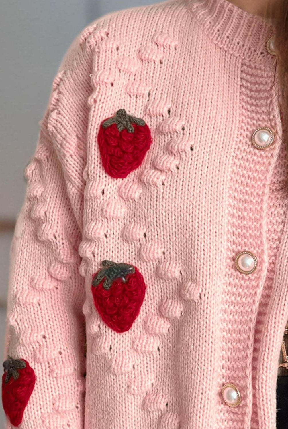 Strawberry Button Down Long Sleeve Cardigan-Cardigans-Krush Kandy, Women's Online Fashion Boutique Located in Phoenix, Arizona (Scottsdale Area)