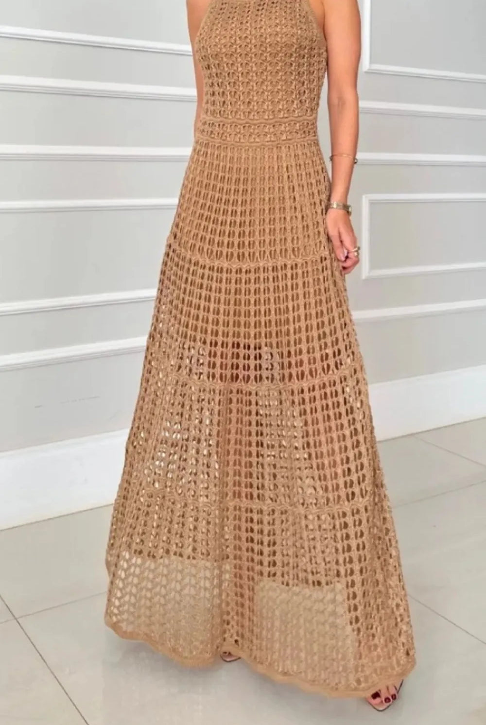 Hollowed-Out Sleeveless Maxi Dress-Dresses-Krush Kandy, Women's Online Fashion Boutique Located in Phoenix, Arizona (Scottsdale Area)