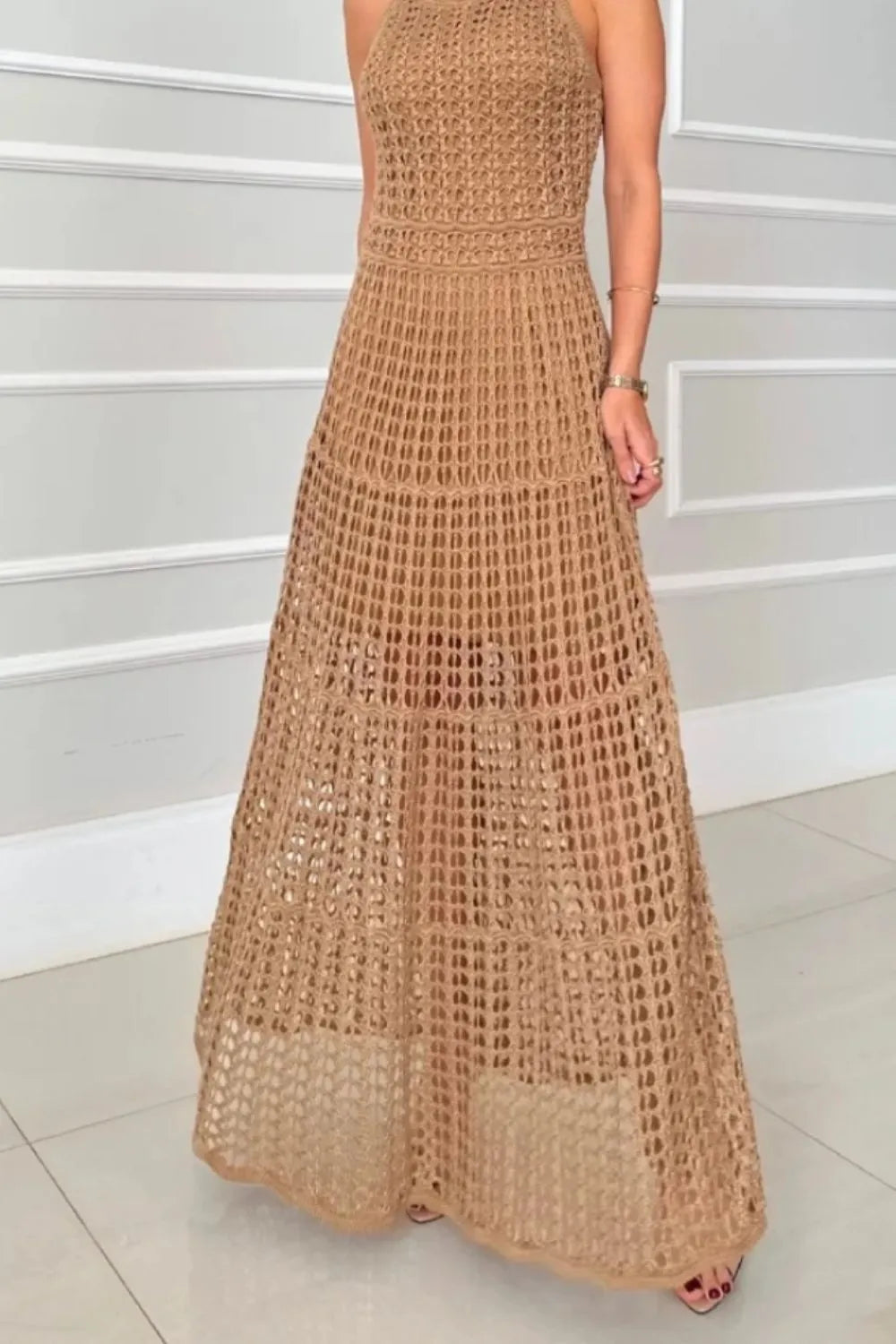 Hollowed-Out Sleeveless Maxi Dress-Dresses-Krush Kandy, Women's Online Fashion Boutique Located in Phoenix, Arizona (Scottsdale Area)