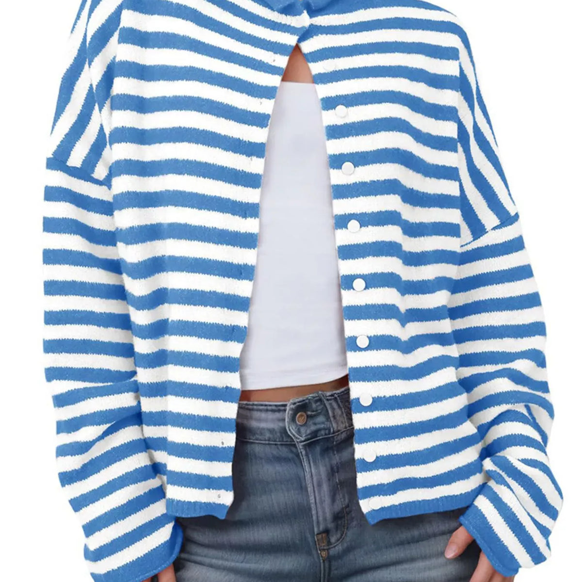 Striped Button-Up Cardigan-Sweaters-Krush Kandy, Women's Online Fashion Boutique Located in Phoenix, Arizona (Scottsdale Area)