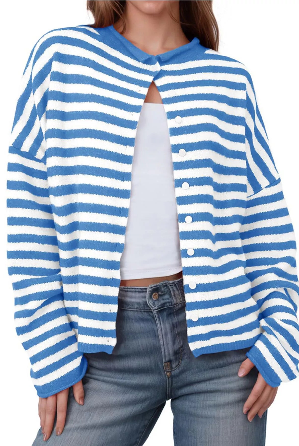 Striped Button-Up Cardigan-Sweaters-Krush Kandy, Women's Online Fashion Boutique Located in Phoenix, Arizona (Scottsdale Area)