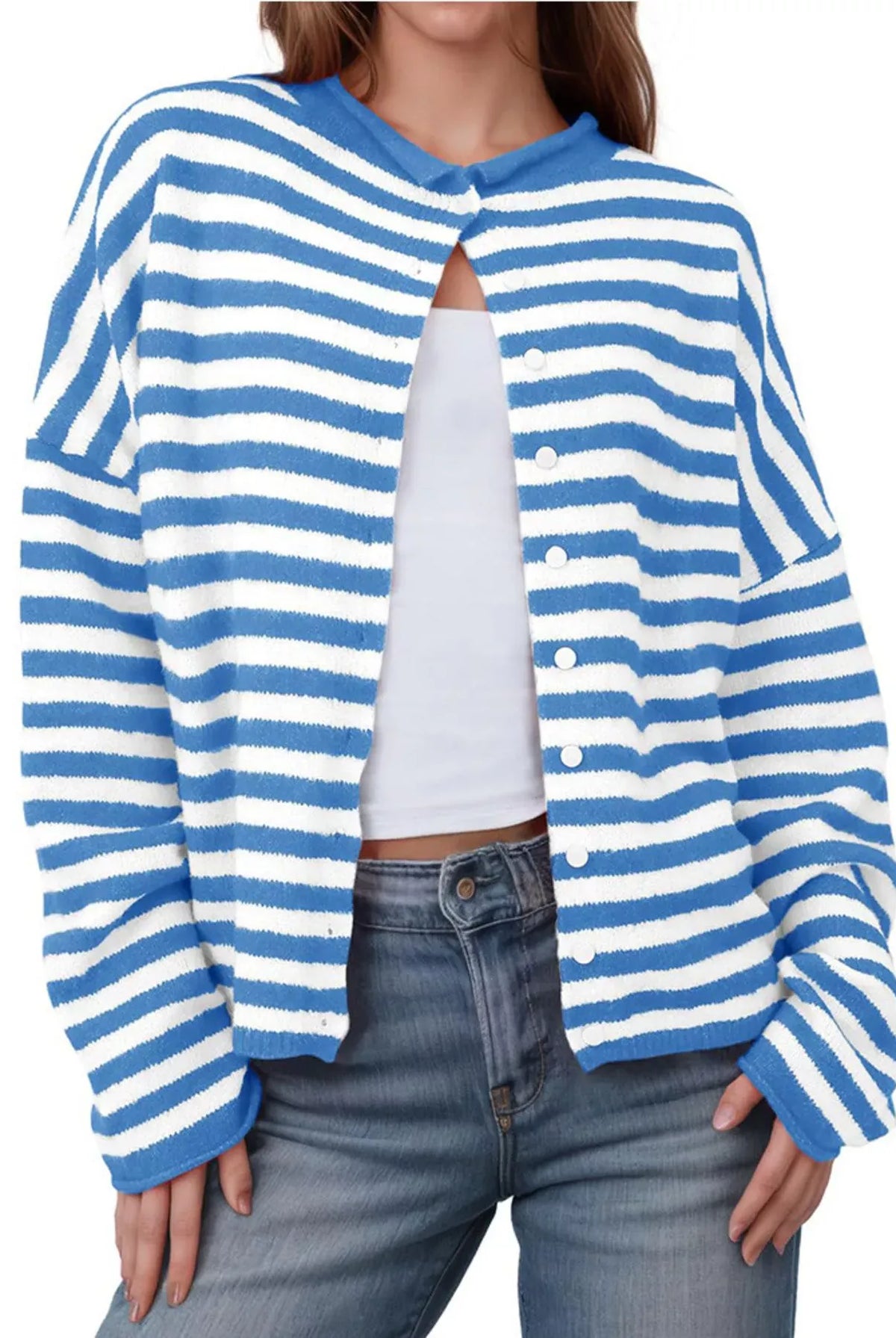 Striped Button-Up Cardigan-Sweaters-Krush Kandy, Women's Online Fashion Boutique Located in Phoenix, Arizona (Scottsdale Area)