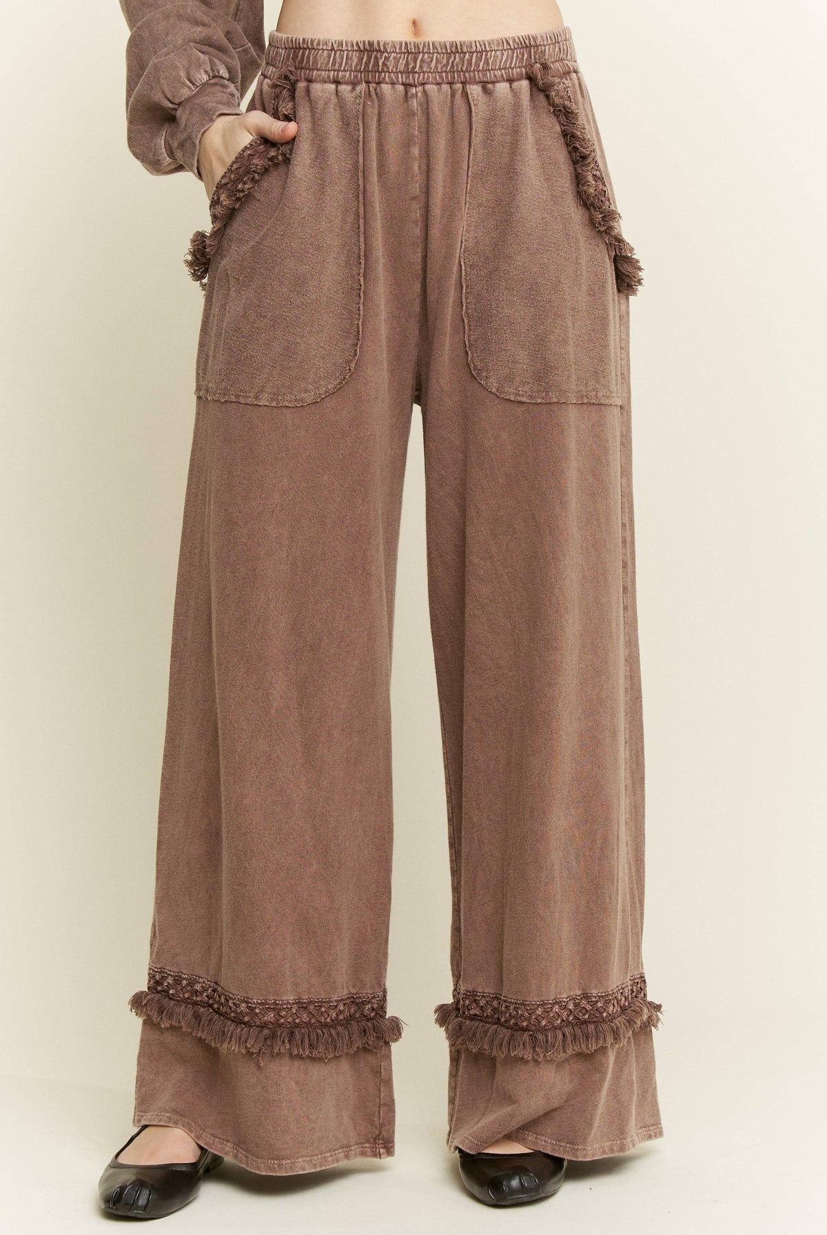 Mineral Washed Tassel Fringe Pants-Pants-Krush Kandy, Women's Online Fashion Boutique Located in Phoenix, Arizona (Scottsdale Area)