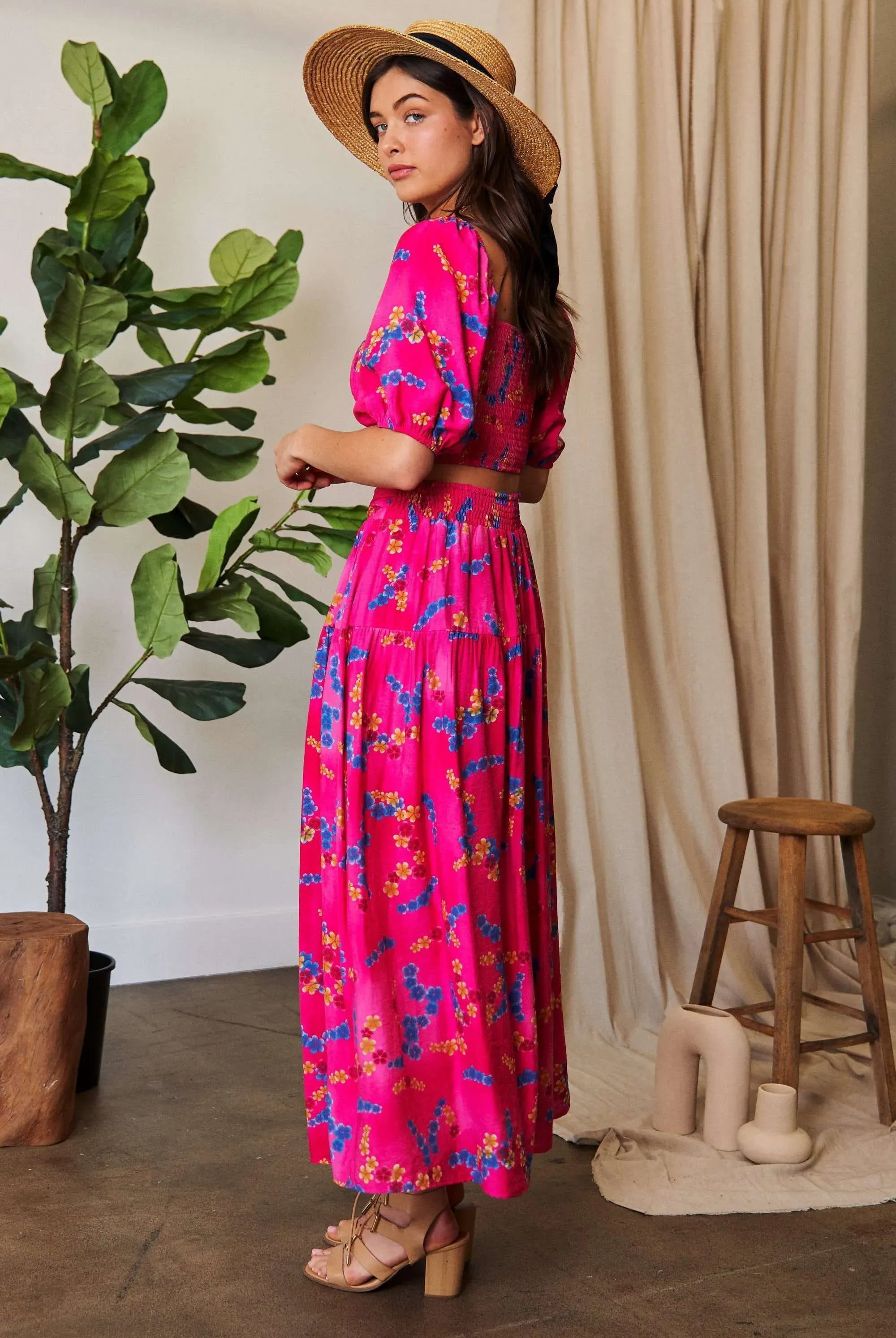 Davi & Dani Printed Smocking Waistband Ruffled Maxi Skirt-Krush Kandy, Women's Online Fashion Boutique Located in Phoenix, Arizona (Scottsdale Area)