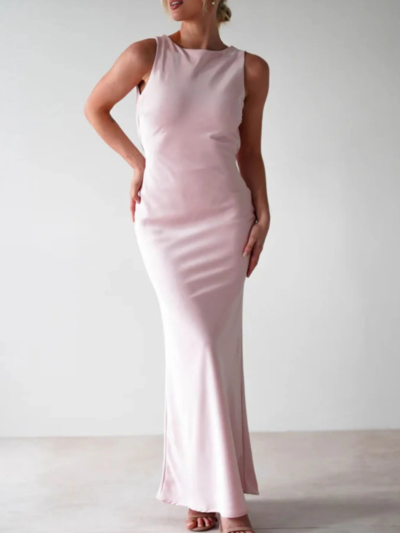 Satin Sleeveless Maxi Dress-Dresses-Krush Kandy, Women's Online Fashion Boutique Located in Phoenix, Arizona (Scottsdale Area)