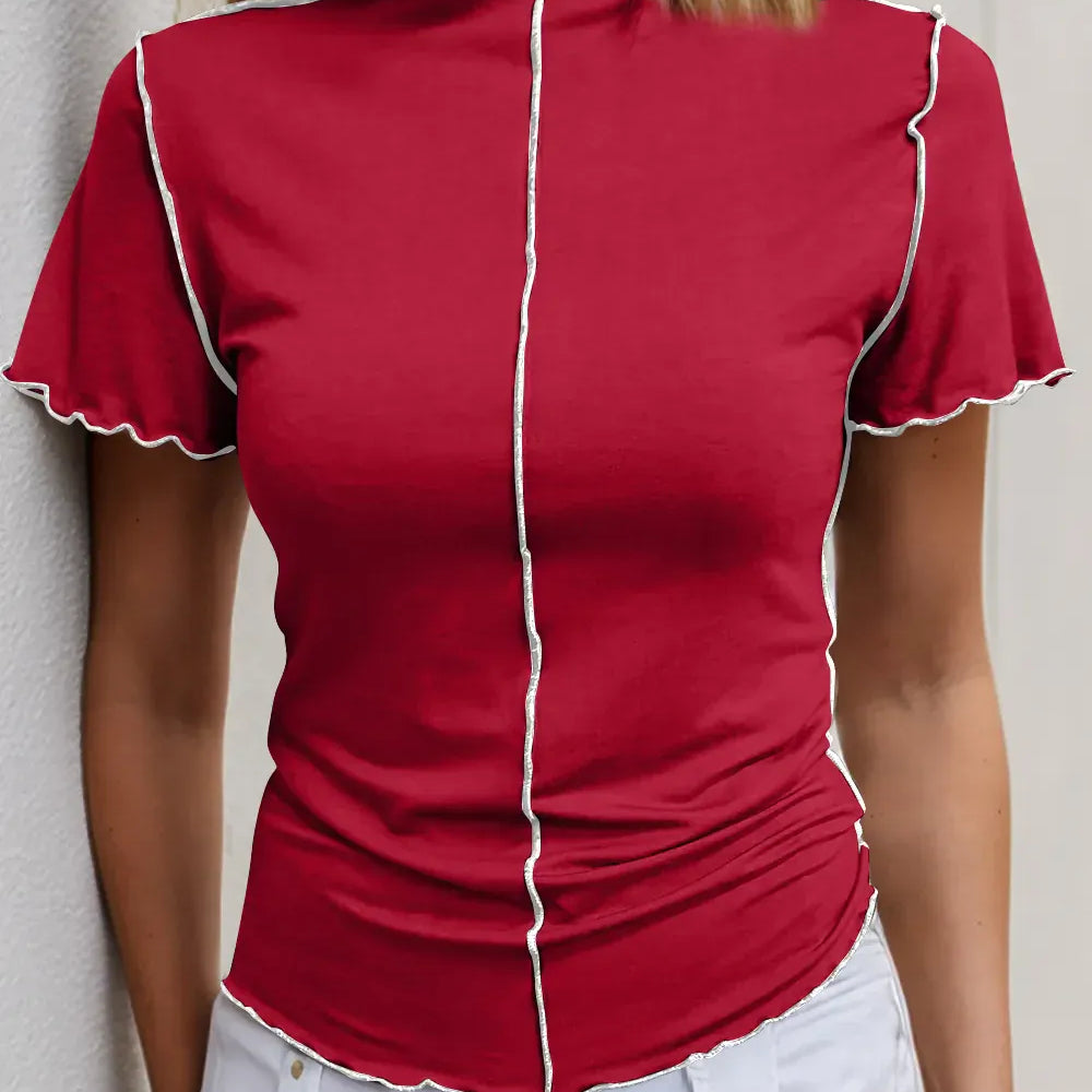 Ruffled Edge Mock Neck Top-Tops-Krush Kandy, Women's Online Fashion Boutique Located in Phoenix, Arizona (Scottsdale Area)