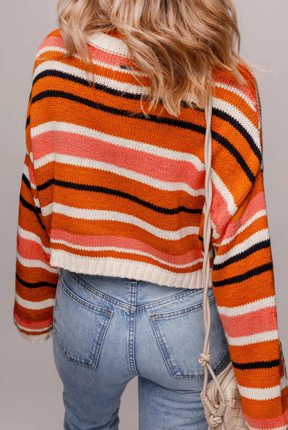 Stripe Drop Shoulder Cropped Sweater-Sweaters-Krush Kandy, Women's Online Fashion Boutique Located in Phoenix, Arizona (Scottsdale Area)
