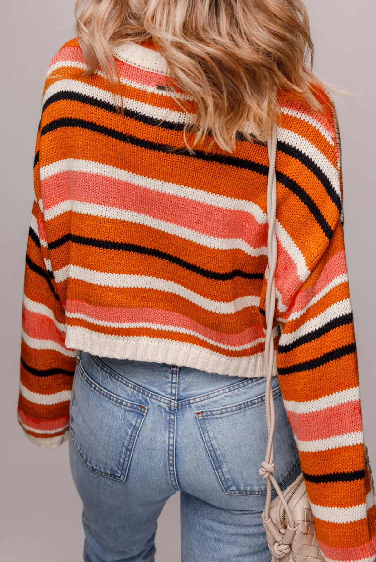 Stripe Drop Shoulder Cropped Sweater-Sweaters-Krush Kandy, Women's Online Fashion Boutique Located in Phoenix, Arizona (Scottsdale Area)