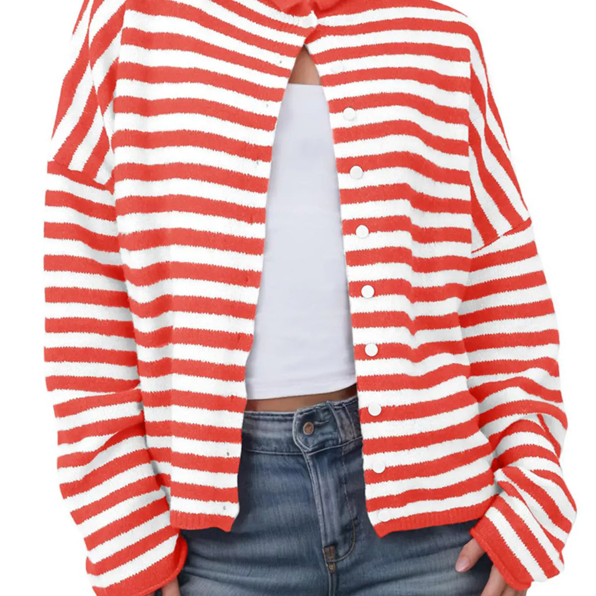 Striped Button-Up Cardigan-Sweaters-Krush Kandy, Women's Online Fashion Boutique Located in Phoenix, Arizona (Scottsdale Area)