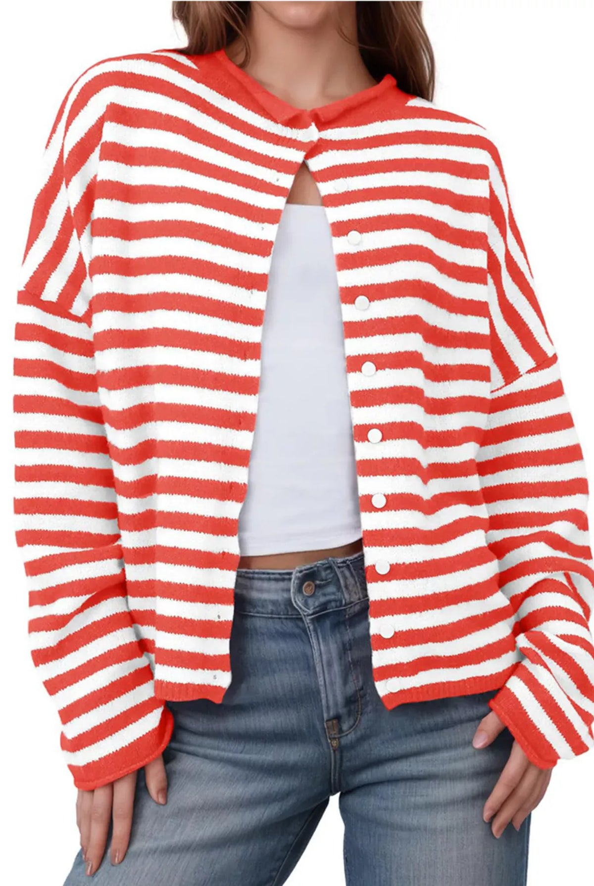 Striped Button-Up Cardigan-Sweaters-Krush Kandy, Women's Online Fashion Boutique Located in Phoenix, Arizona (Scottsdale Area)