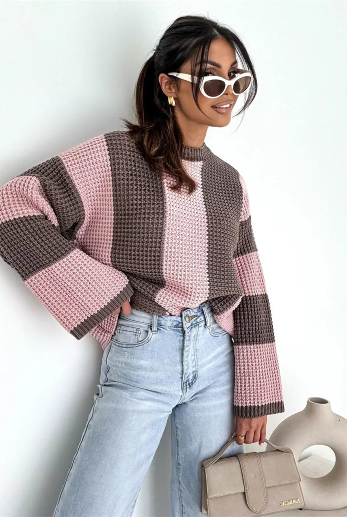 Color Block Long Sleeve Sweater-Sweater-Krush Kandy, Women's Online Fashion Boutique Located in Phoenix, Arizona (Scottsdale Area)