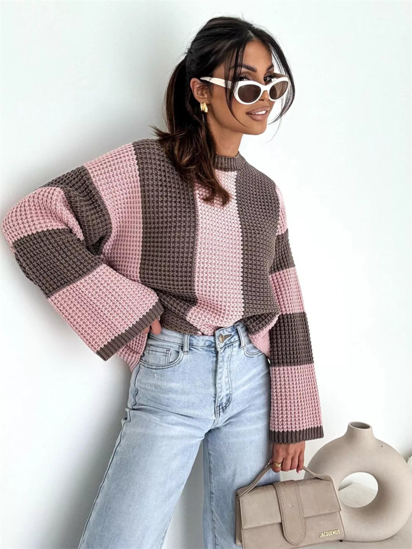 Color Block Long Sleeve Sweater-Sweater-Krush Kandy, Women's Online Fashion Boutique Located in Phoenix, Arizona (Scottsdale Area)