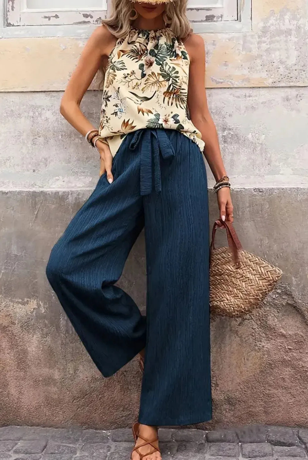 Printed Tank Top and Wide Leg Pants Set-Tops-Krush Kandy, Women's Online Fashion Boutique Located in Phoenix, Arizona (Scottsdale Area)