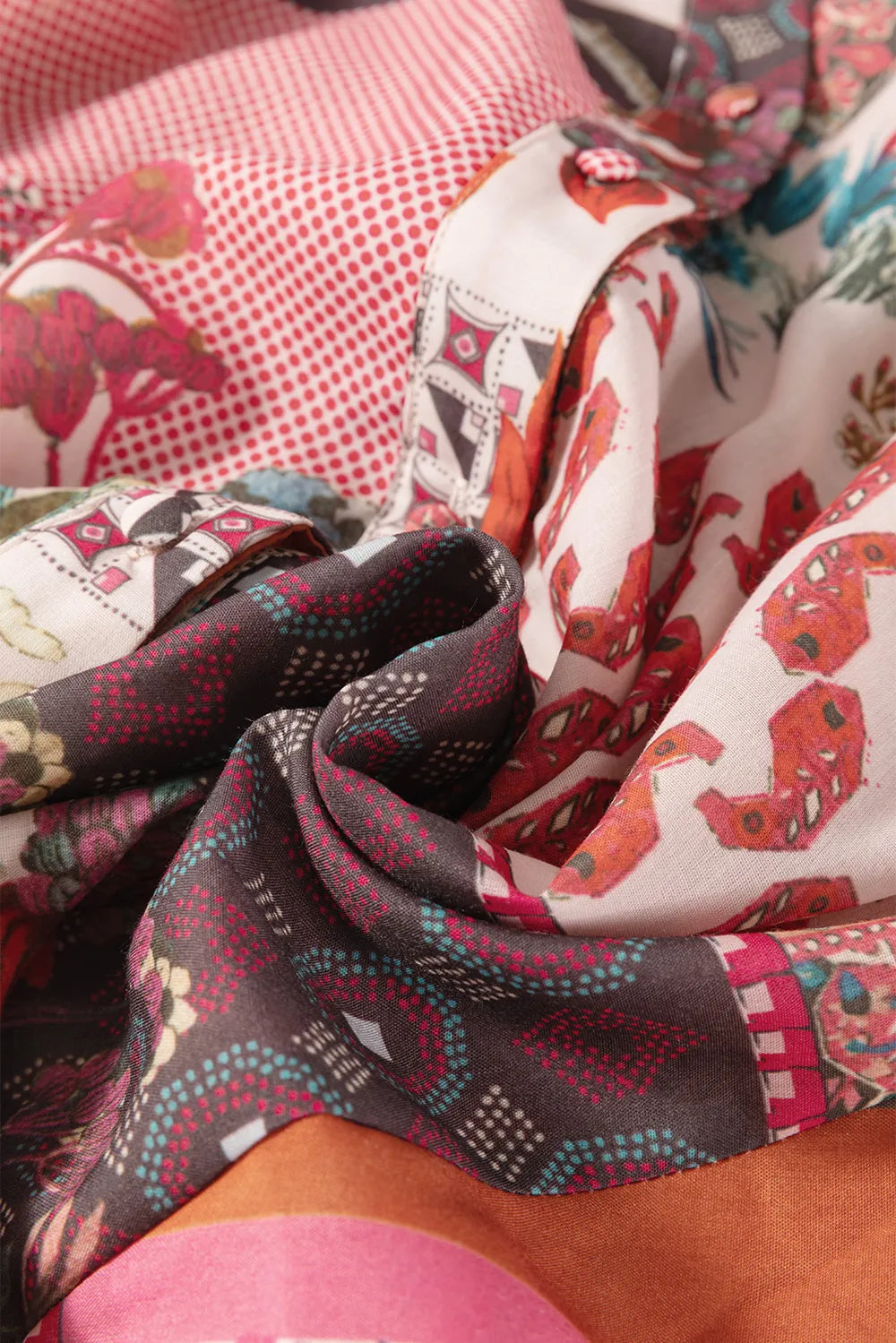 Sunset Mosaic Patchwork Blouse-Tops-Krush Kandy, Women's Online Fashion Boutique Located in Phoenix, Arizona (Scottsdale Area)