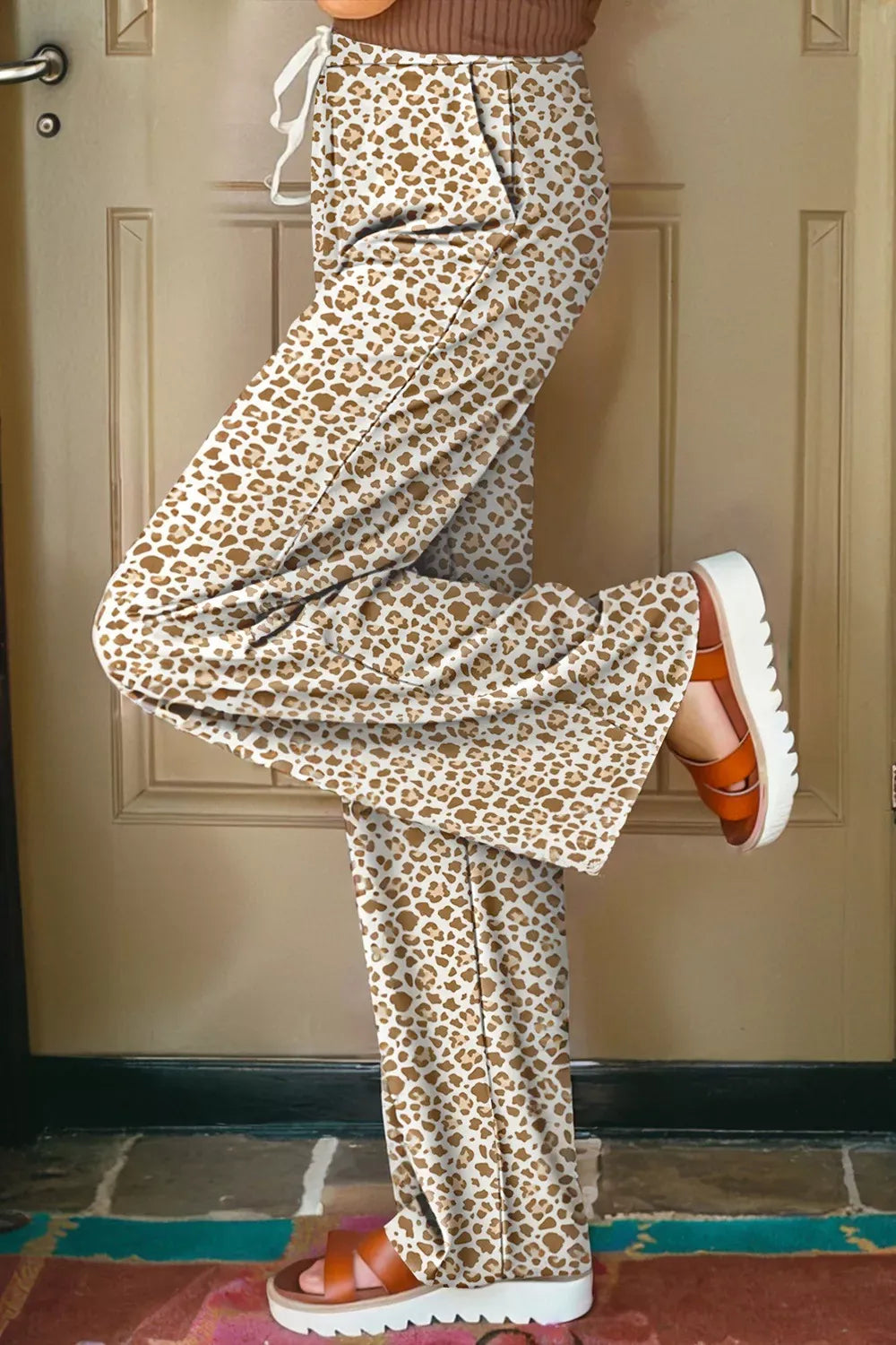 Leopard Drawstring Elastic Waistband Loose Pants-pants-Krush Kandy, Women's Online Fashion Boutique Located in Phoenix, Arizona (Scottsdale Area)