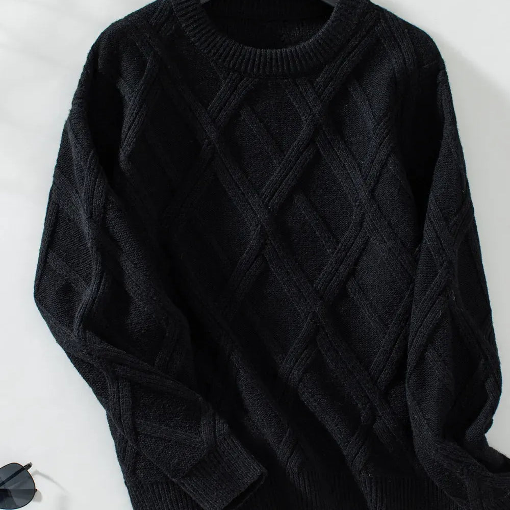 Geometric Round Neck Long Sleeve Sweater-Sweaters-Krush Kandy, Women's Online Fashion Boutique Located in Phoenix, Arizona (Scottsdale Area)
