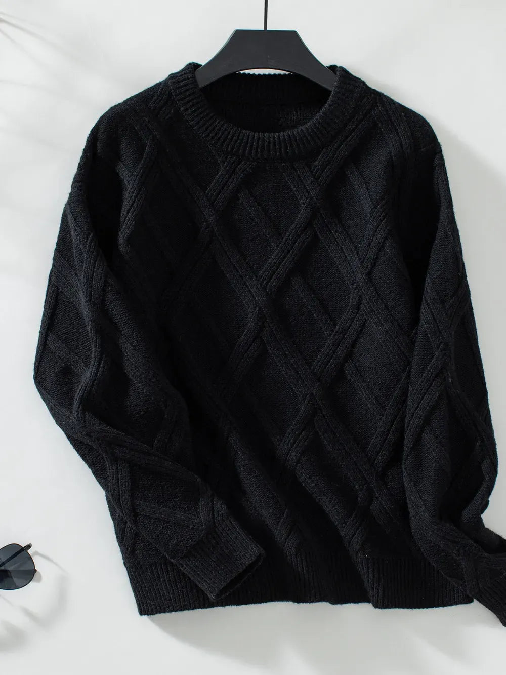 Geometric Round Neck Long Sleeve Sweater-Sweaters-Krush Kandy, Women's Online Fashion Boutique Located in Phoenix, Arizona (Scottsdale Area)