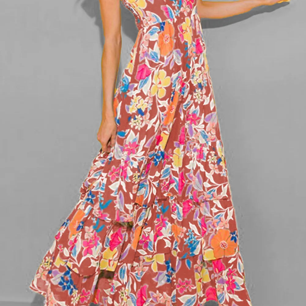 Tiered Ruffled Printed Sleeveless Dress-Dresses-Krush Kandy, Women's Online Fashion Boutique Located in Phoenix, Arizona (Scottsdale Area)