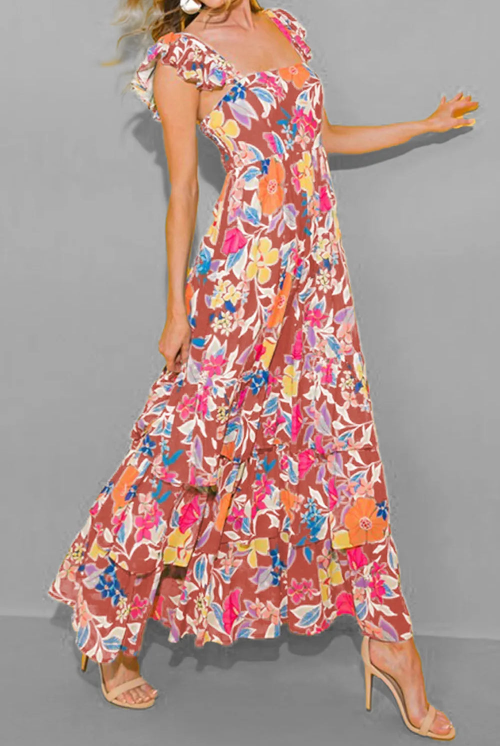 Tiered Ruffled Printed Sleeveless Dress-Dresses-Krush Kandy, Women's Online Fashion Boutique Located in Phoenix, Arizona (Scottsdale Area)