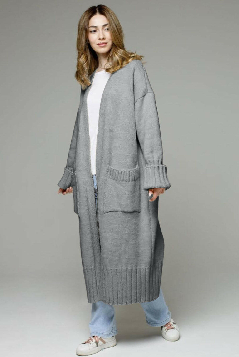 Pocketed Open Front Dropped Shoulder Cardigan-Krush Kandy, Women's Online Fashion Boutique Located in Phoenix, Arizona (Scottsdale Area)