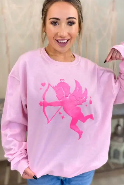 Cupid Valentine Sweatshirt-Graphic Tees-Krush Kandy, Women's Online Fashion Boutique Located in Phoenix, Arizona (Scottsdale Area)