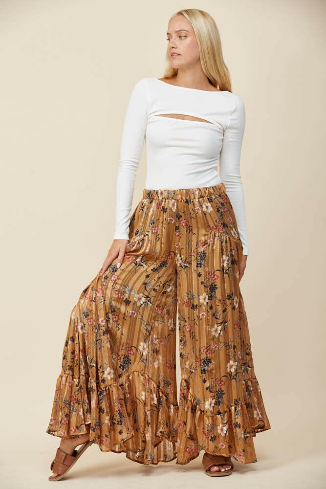 Golden Hour Ruffle Palazzo Pants-Pants-Krush Kandy, Women's Online Fashion Boutique Located in Phoenix, Arizona (Scottsdale Area)