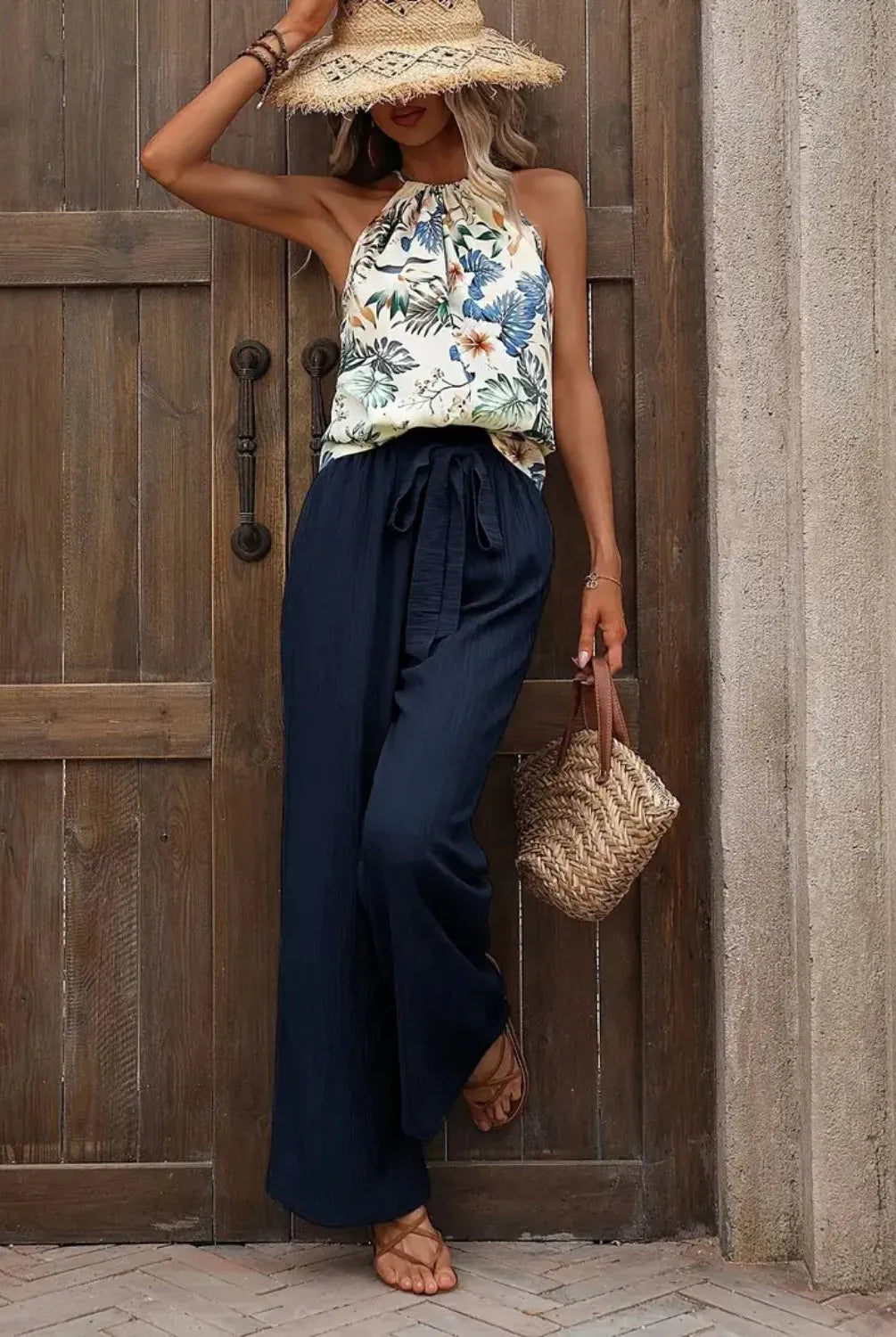 Printed Tank Top and Wide Leg Pants Set-Tops-Krush Kandy, Women's Online Fashion Boutique Located in Phoenix, Arizona (Scottsdale Area)
