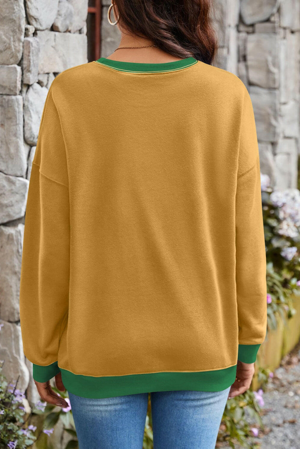 Lovelet Contrast Round Neck Long Sleeve Sweatshirt-Krush Kandy, Women's Online Fashion Boutique Located in Phoenix, Arizona (Scottsdale Area)