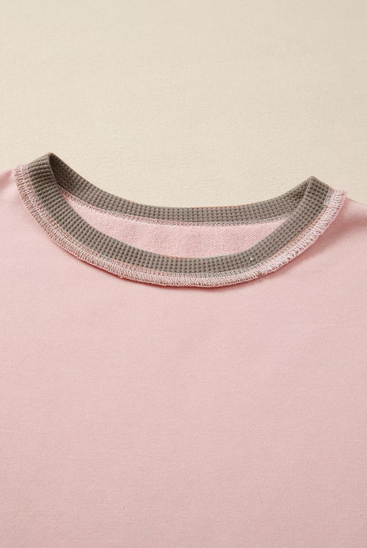 Color Block Mix Texture Waffle Patchwork Oversize Sweatshirt-Sweater-Krush Kandy, Women's Online Fashion Boutique Located in Phoenix, Arizona (Scottsdale Area)