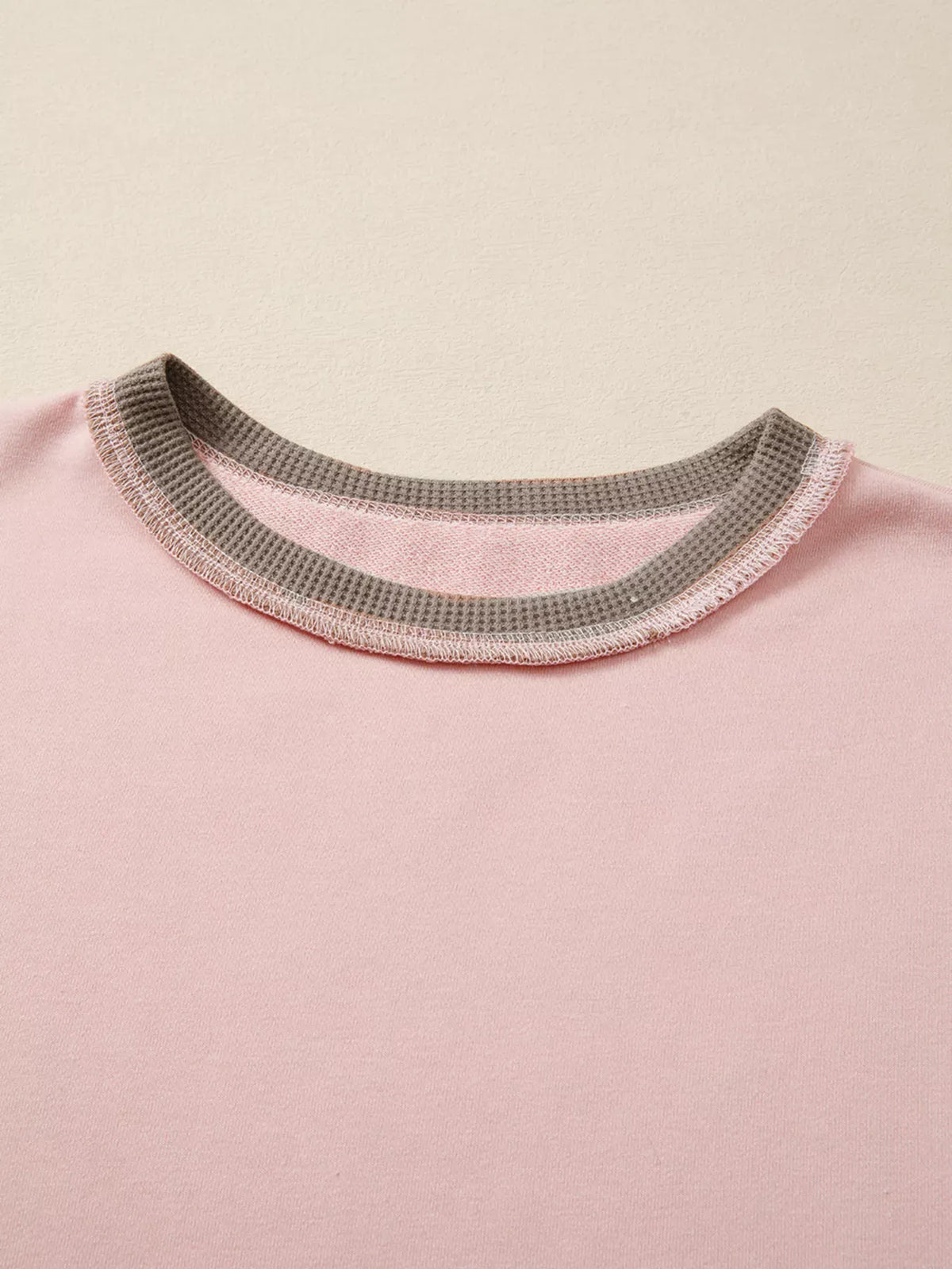 Color Block Mix Texture Waffle Patchwork Oversize Sweatshirt-Sweater-Krush Kandy, Women's Online Fashion Boutique Located in Phoenix, Arizona (Scottsdale Area)