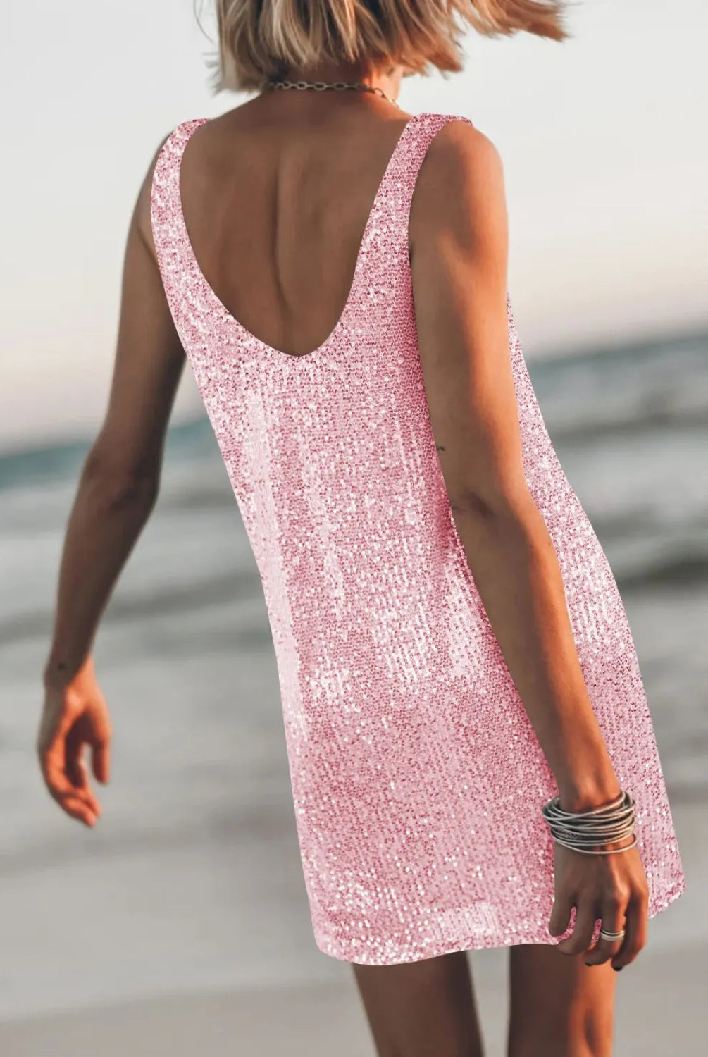 Sequin Scoop Neck Mini Dress-Dresses-Krush Kandy, Women's Online Fashion Boutique Located in Phoenix, Arizona (Scottsdale Area)