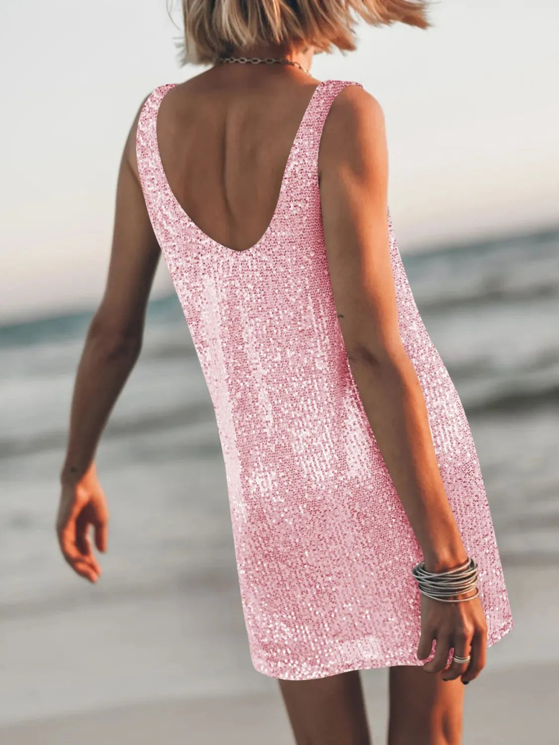 Sequin Scoop Neck Mini Dress-Dresses-Krush Kandy, Women's Online Fashion Boutique Located in Phoenix, Arizona (Scottsdale Area)