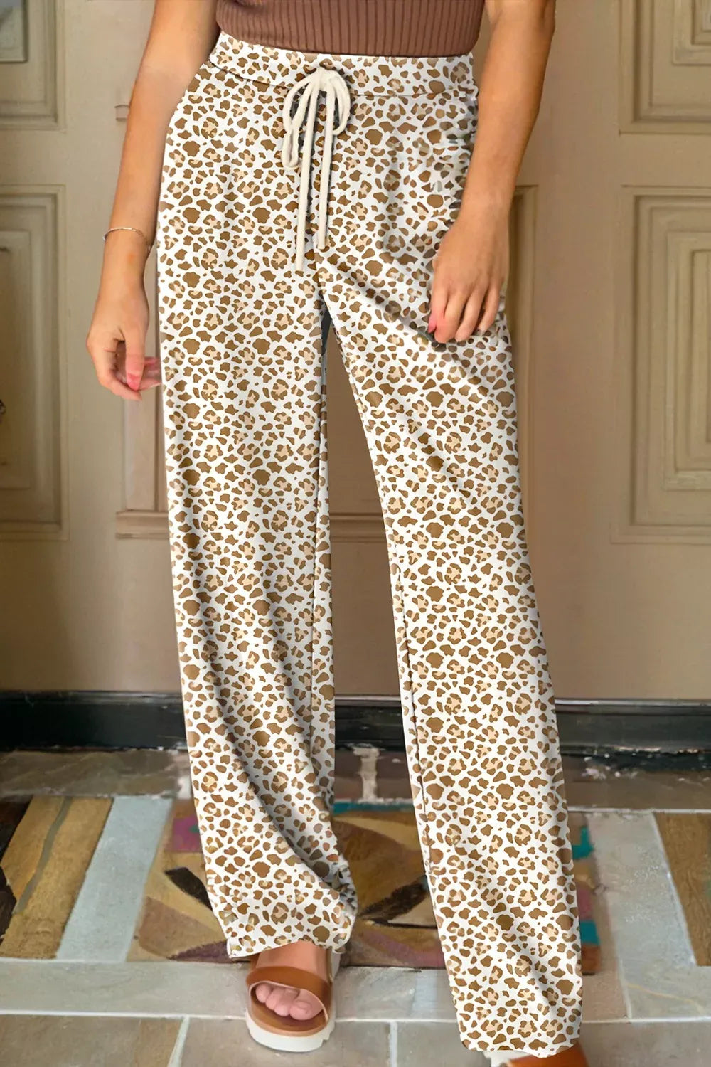 Leopard Drawstring Elastic Waistband Loose Pants-pants-Krush Kandy, Women's Online Fashion Boutique Located in Phoenix, Arizona (Scottsdale Area)