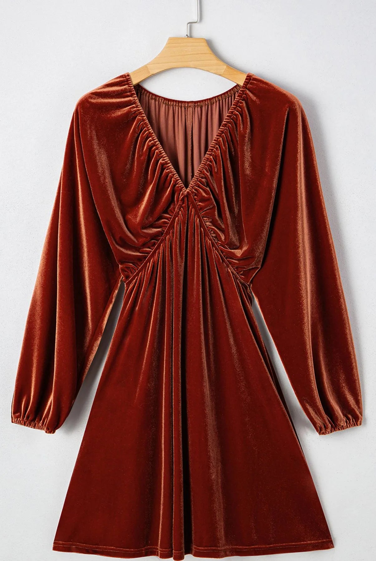 V Neck Puff Sleeve Velvet Dress-Dresses-Krush Kandy, Women's Online Fashion Boutique Located in Phoenix, Arizona (Scottsdale Area)