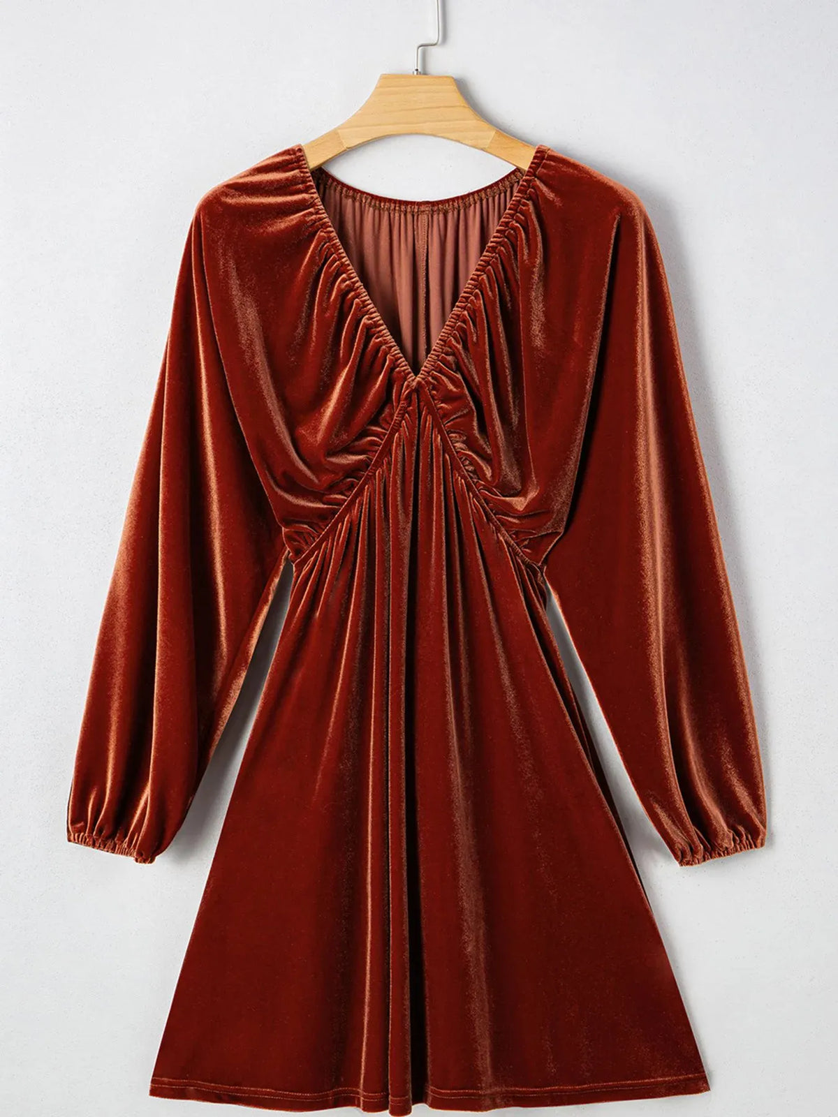 V Neck Puff Sleeve Velvet Dress-Dresses-Krush Kandy, Women's Online Fashion Boutique Located in Phoenix, Arizona (Scottsdale Area)