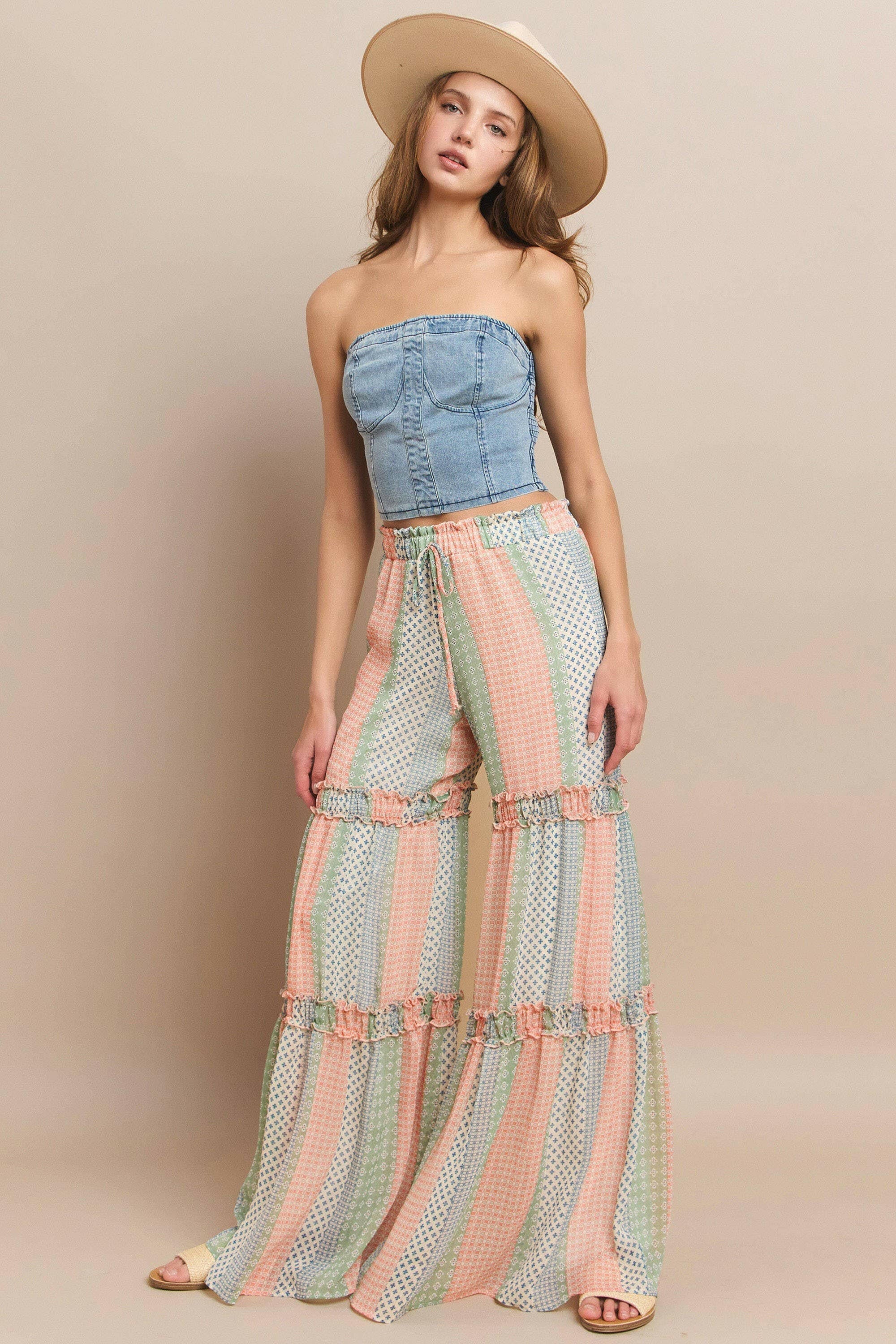 Sunset Stroll Tiered Palazzo Pants-Pants-Krush Kandy, Women's Online Fashion Boutique Located in Phoenix, Arizona (Scottsdale Area)