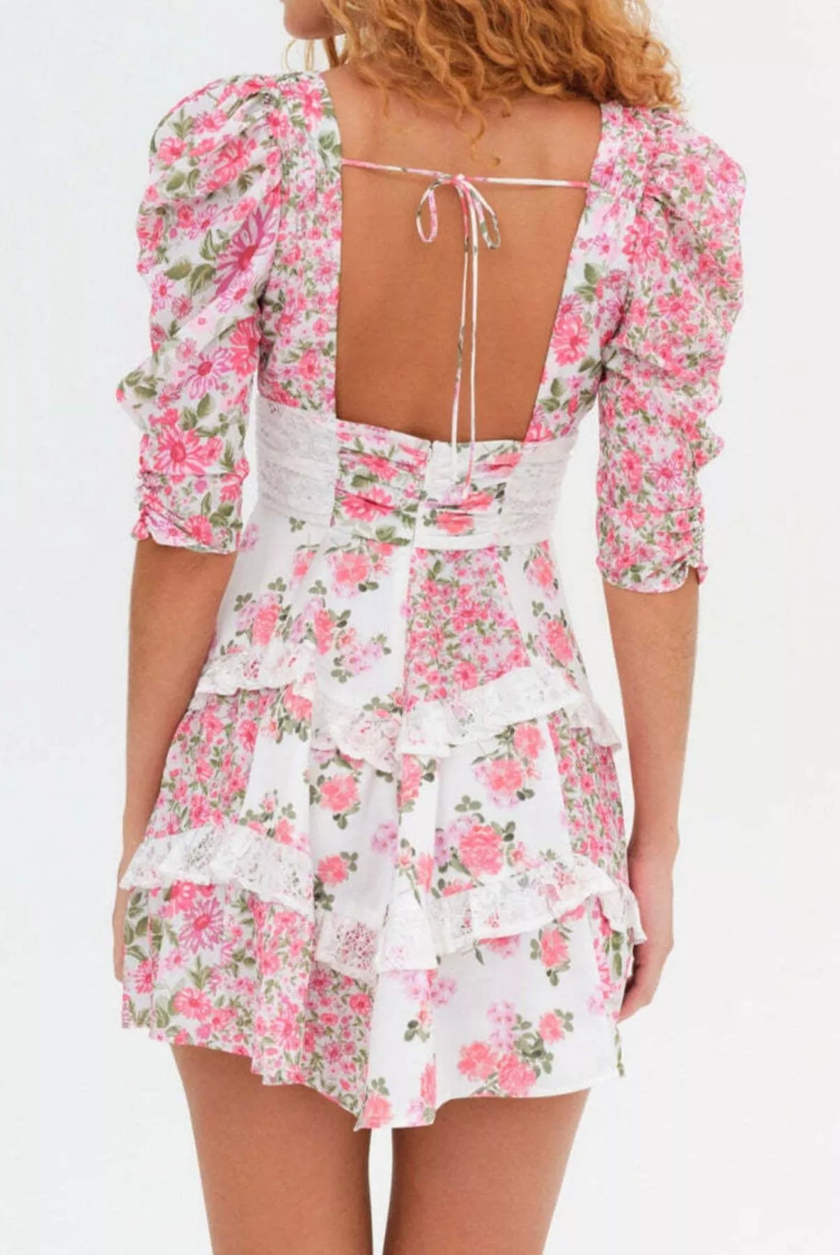 Ruffled Floral Print Half Sleeve Dress-Dresses-Krush Kandy, Women's Online Fashion Boutique Located in Phoenix, Arizona (Scottsdale Area)