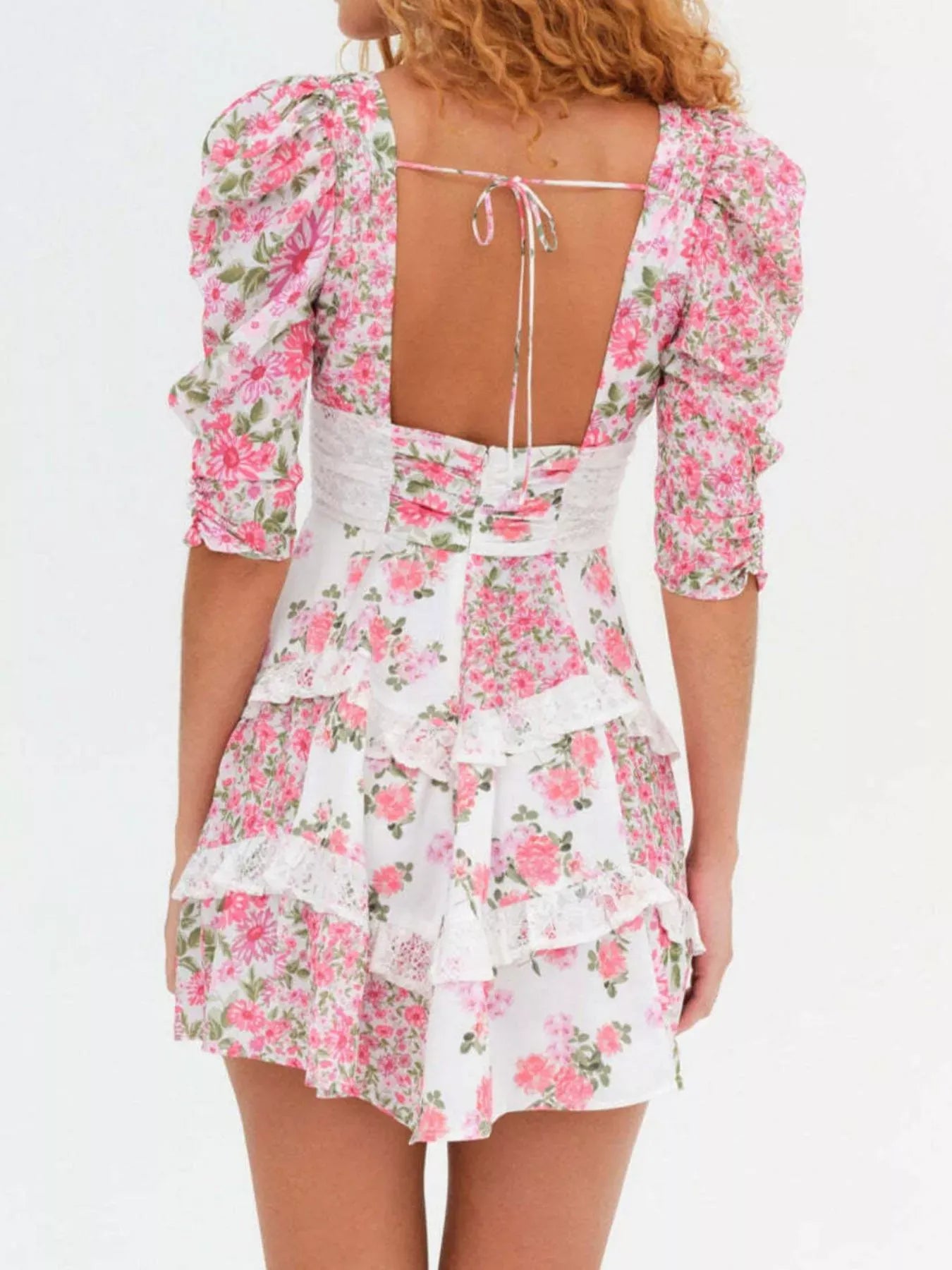 Ruffled Floral Print Half Sleeve Dress-Dresses-Krush Kandy, Women's Online Fashion Boutique Located in Phoenix, Arizona (Scottsdale Area)